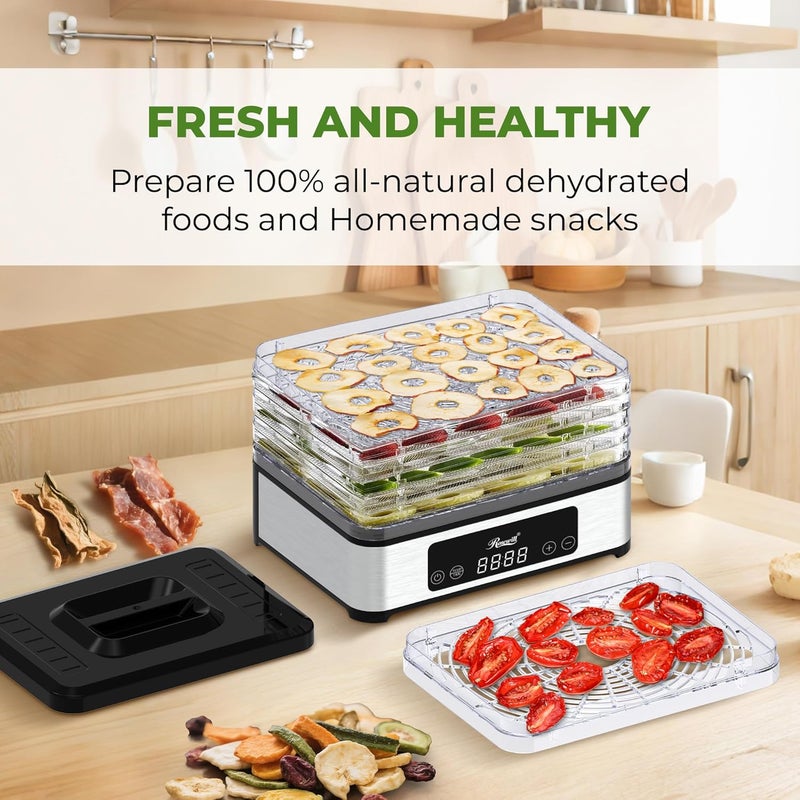 Rosewill Compact Food Dehydrator, 5 Stackable Trays with Adjustable 48H Timer and Temperature Control - 400W Electric Food Dryer for Jerky, Fruits, Herbs, Veggies, Meat & Dog Treats - Image 2